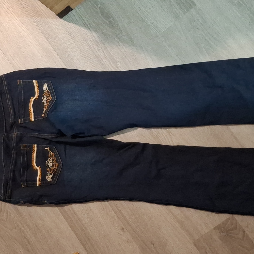 Embroidered Dark Blue Jeans
